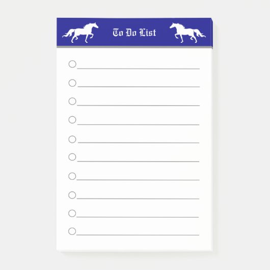 Moderne elegant twee paarden in blauw en wit post-it® notes (Voorkant)