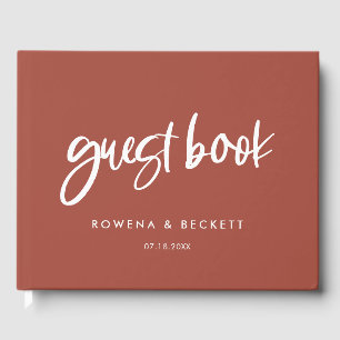 Moderne elegant verbrande brick bruiloft gastenboek