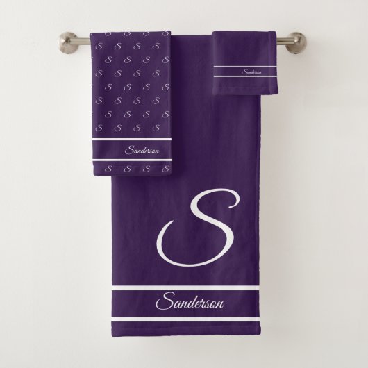 Moderne, élégant, violet foncé, monogramme blanc (En situation)