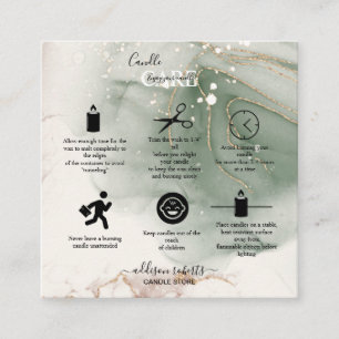 Moderne Elegant Waterverf Green Candle Care Vierkante Visitekaartje