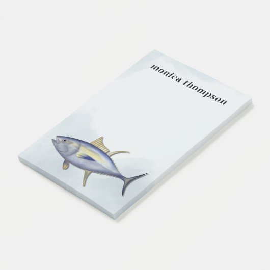 Moderne Elegant Waterverf Simple Blue Tuna Fish Post-it® Notes (Schuin)