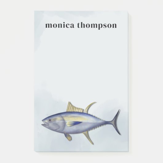 Moderne Elegant Waterverf Simple Blue Tuna Fish Post-it® Notes (Voorkant)