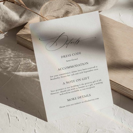 Moderne Elegant Wedding Details Kaart