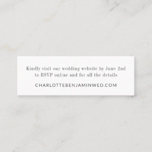 Moderne Elegant White RSVP Online Website Mini Kaa Visitekaartje