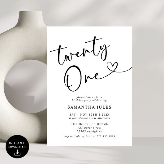 Moderne elegante 21e verjaardag kaart