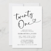 Moderne Elegante 21e Verjaardagsfeestje Kaart (Voorkant)