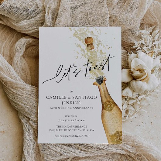 Moderne Elegante 50e bruiloft Jubileum uitnodiging