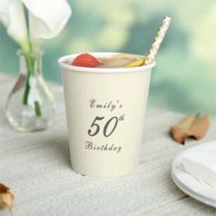 Moderne Elegante 50e Verjaardagsfeest Papieren Bekers