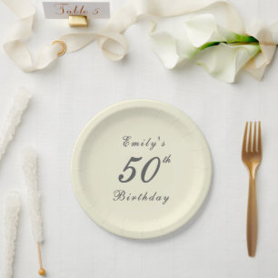 Moderne Elegante 50e Verjaardagsfeestje Papieren Bordje