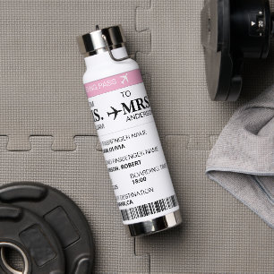 Moderne Elegante Aangepaste Bruid Wordt Instapkaar Waterfles