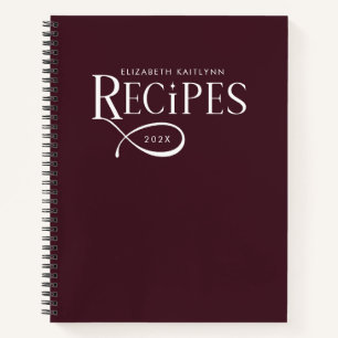 Moderne Elegante Aangepaste Burgundy Recepten Notitieboek