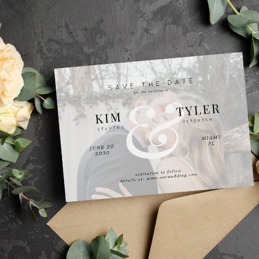 Moderne elegante aangepaste foto overlay bruiloft save the date