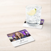 Moderne Elegante Aangepaste Naam Initiaal Script F Vierkante Kartonnen Onderzetter (Insitu)