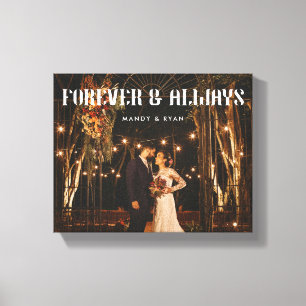 Moderne Elegante Aangepaste Trouwkoppel Foto Canvas Afdruk
