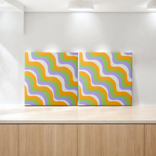Moderne elegante Abstracte kleurrijke Wavy Stripe Tegeltje