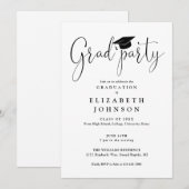 Moderne Elegante Afstudeerfeest Script Graduation Kaart (Voorkant / Achterkant)