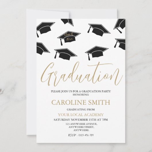 Moderne elegante afstudeerfeest uitnodiging (Voorkant)