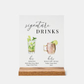 Moderne Elegante Aquarel Handtekening Dranken Acryl Bord (Voorkant)