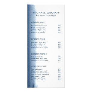 Moderne Elegante Aquarel Marineblauwe Prijslijst Reclamekaart