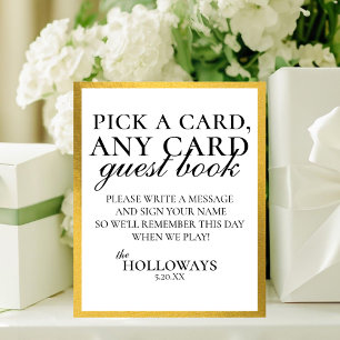 Moderne Elegante B&W Speelkaart Gastboek Bord Poster