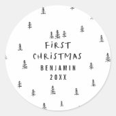 moderne elegante baby eerste kerstfeest baby ronde sticker (Voorkant)