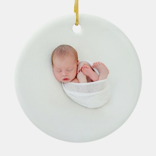 moderne elegante baby eerste kerstmis rood keramisch ornament (Achterkant)