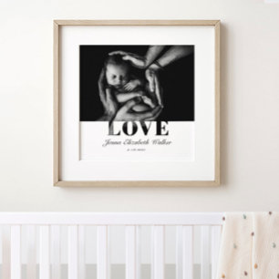 Moderne Elegante Babyfoto Liefde Typografie Poster