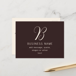 Moderne Elegante Bedrijfsnaam Monogram donkerbru Briefkaart