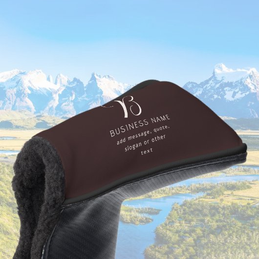 Moderne Elegante Bedrijfsnaam Monogram | donkerbru Golfheadcover