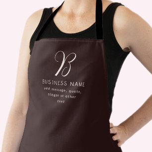 Moderne Elegante Bedrijfsnaam Monogram   donkerbru Schort