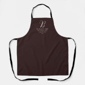 Moderne Elegante Bedrijfsnaam Monogram | donkerbru Schort (Voorkant)