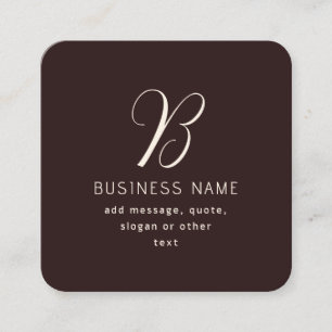 Moderne Elegante Bedrijfsnaam Monogram   donkerbru Vierkante Visitekaartje