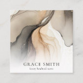 Moderne Elegante Beige Waterverf Vierkante Visitekaartje (Voorkant)