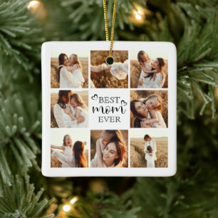 Moderne Elegante Beste Moeder Ooit Schattige Fotoc Keramisch Ornament
