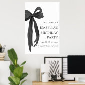 Moderne Elegante Black Bow Coquette Verjaardag Wel Poster (Thuiskantoor)