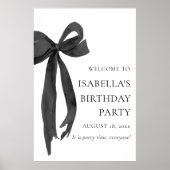 Moderne Elegante Black Bow Coquette Verjaardag Wel Poster (Voorkant)