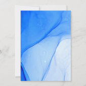 moderne elegante blauwe en witte bruiloft aankondiging (Achterkant)