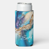 Moderne Elegante Blauwe Gouden Marmeren Gepersonal (Seltzer Achterkant)