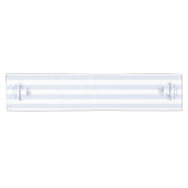 Moderne Elegante Blauwe Witte Strepen Script Bruil Korte Tafelloper (Horizontaal)