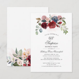 Moderne Elegante Bloemen 60ste Verjaardagsfeest Kaart