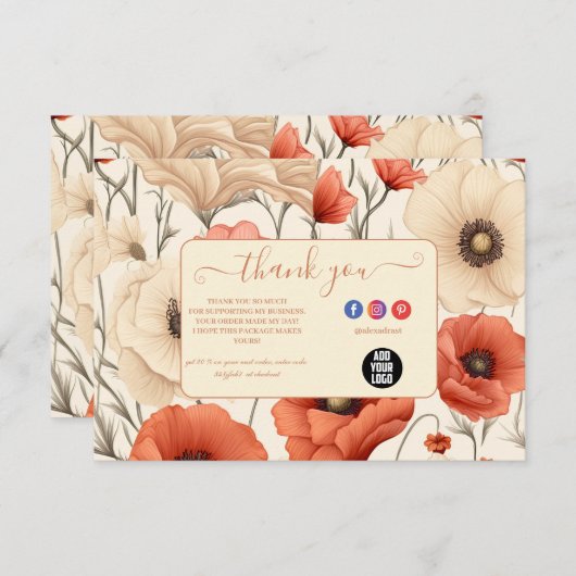 Moderne Elegante Bloemen Bloemen Bedankkaart (Voorkant / Achterkant)