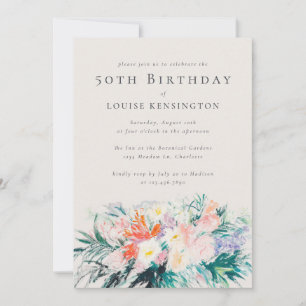Moderne Elegante Bloemen Boeket 50e Verjaardag Uit Kaart