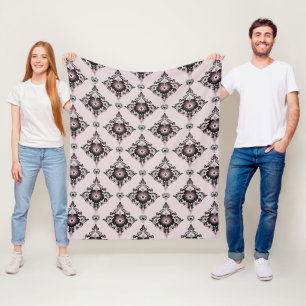 Moderne Elegante Bloemen Lavendel Damask Fleece Deken