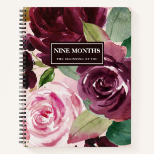 Moderne Elegante Bloemen Schoonheid Zwangerschap G Notitieboek