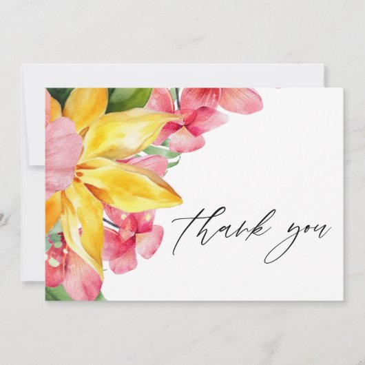 Moderne Elegante Bloemen Tropische Bestemming Brui Bedankkaart (Voorkant)