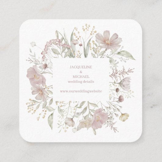 Moderne Elegante Bloemen Wild QR Code & RSVP Bruil Informatiekaartje (Achterkant)
