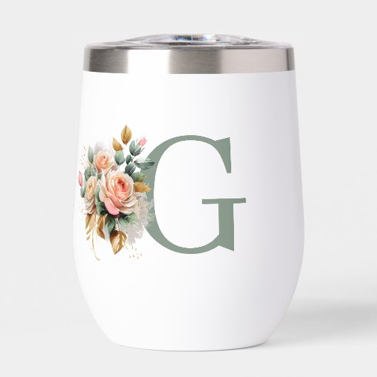 Moderne Elegante Bloemige Aangepaste Monogram (Voorkant)