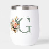 Moderne Elegante Bloemige Aangepaste Monogram (Achterkant)