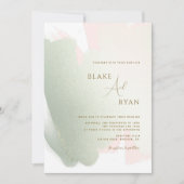 Moderne, elegante Blush Pink en Sage Wedding Kaart (Voorkant)