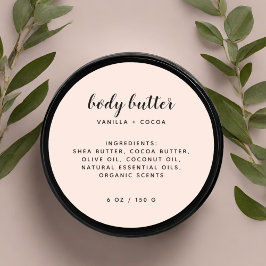 Moderne elegante blush roze ingrediëntenlijst ronde sticker